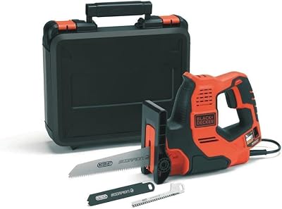 BLACK+DECKER RS890K-QS - Sierra Scorpion de 500W, Capacidad de corte: 3 mm de metal, 100 mm de madera, 50 mm de tubo de plástico y ramas, 3 cuchillas, Se suministra en una caja
