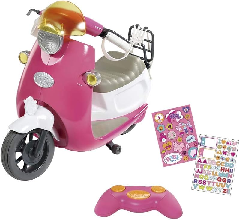 BABY born 824771 Trottinette City RC avec télécommande et Effets de lumière, Accessoires pour poupée 43 cm, Rose/Blanc