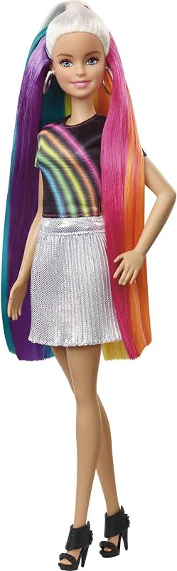Barbie Destellos de Arociris, Muñeca Rubia con Cabello Extra Largo con Accesorios para peinar, Regalo para niñas y niños 3-9 años (Mattel FXN96), Color/Modelo Surtido