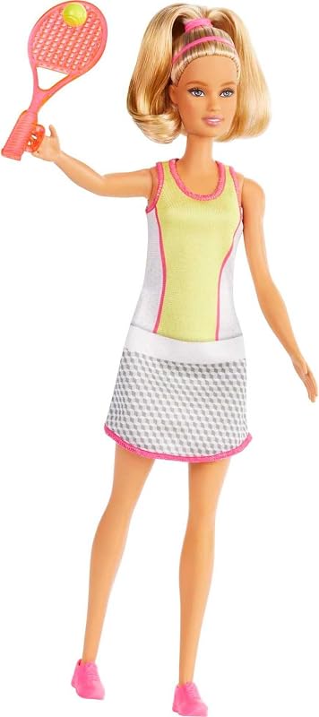 Barbie Quiero Ser Tenista, Muñeca Jugadora de Tenis, con Raqueta y Pelota de Juguete (Mattel Gjl65)
