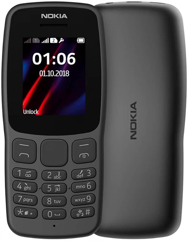 Nokia 106 Policarbonato Batería Larga Duración 2000 Contactos Juegos Integrados Negro