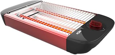 Solac TC5303 Stillo Red - Tostador plano multiusos. Superficie de tostado 24 x 18 cm. Resistencias de cuarzo. 12 niveles de tostado. Bandeja recogemigas. Desconexión automática. Recoge cables. Negro