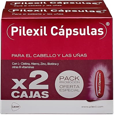 PILEXIL CAPSULAS - Cápsulas Duplo 50 Unidades, Incluye 2 Complementos Alimenticios, con Vitaminas y Minerales, Nutre el Cabello, para Hombres y Mujeres