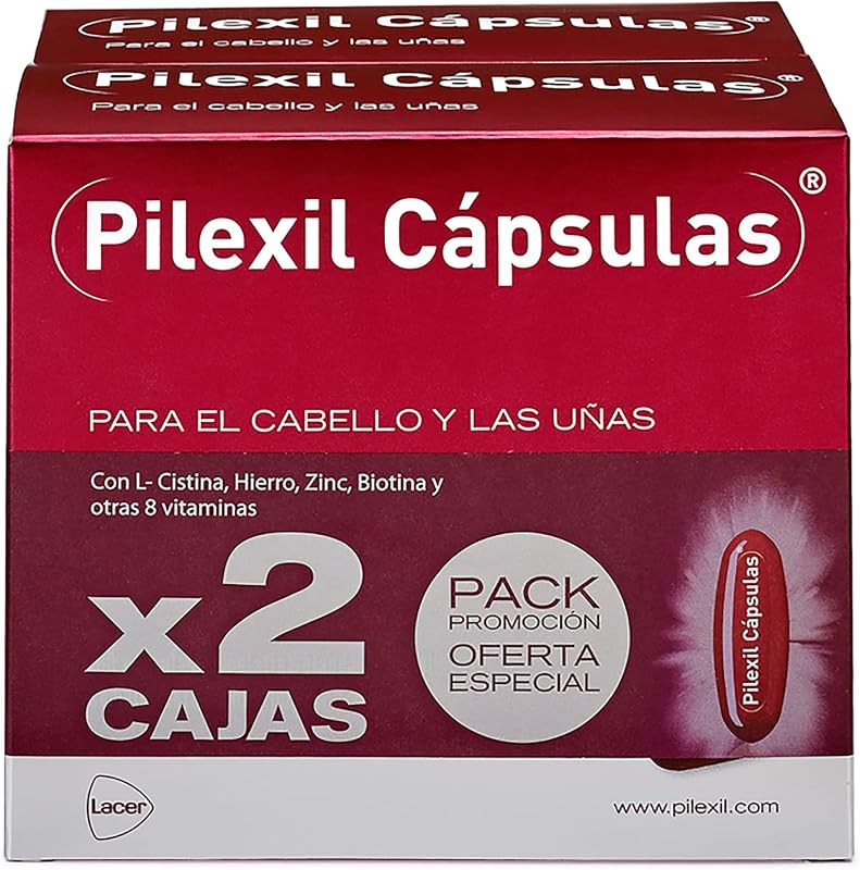 PILEXIL CAPSULAS - Cápsulas Duplo 50 Unidades, Incluye 2 Complementos Alimenticios, con Vitaminas y Minerales, Nutre el Cabello, para Hombres y Mujeres