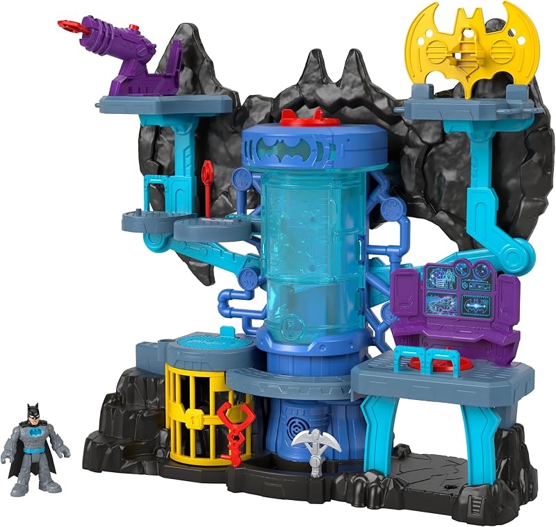 Fisher-Price Imaginext DC Batcueva Bat Tech Casa de Juguete con Luces y Sonidos para Figuras, Incluye 1 muñeco de Batman (Mattel GYV24)