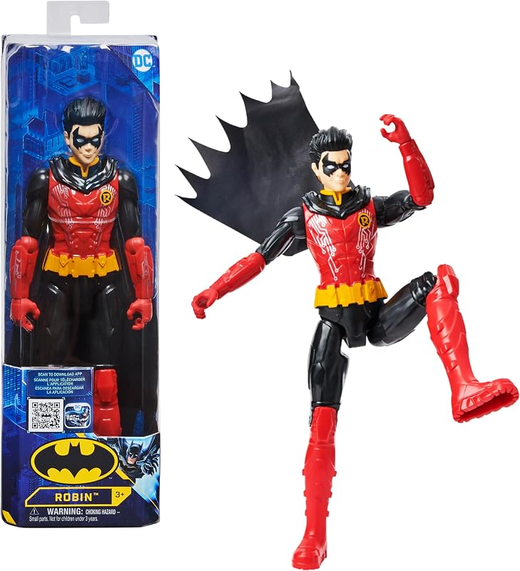Batman - Robin Figura 30 CM Bat Tech Muñeco Robin 30 cm Articulado con Traje Rojo/Negro- 6062923 - Juguete Niños 3 Años +
