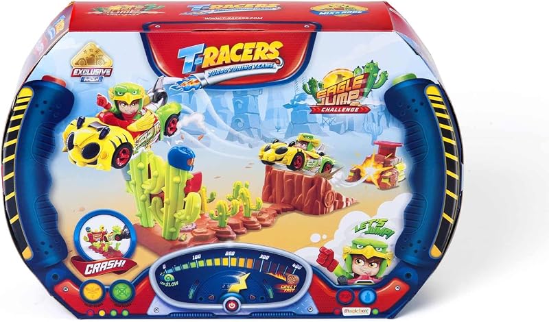 T-RACERS Eagle Jump Challenge – Launcher with Ramp and Accessories, plus exclusive driver and car.