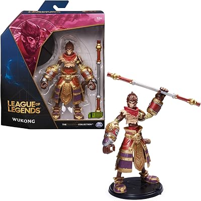 LEAGUE OF LEGENDS - Figura Premium Wukong Colección Campeones - Figura de Acción Rey Mono Articulada 15 cm + 2 Accesorios épicos - Figuras de Colección - 6062872 - Regalo niño 12 años