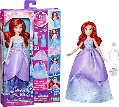 Hasbro Disney Princess - Muñeca Ariel Estilos de Princesa - 10 Combinaciones de Ropa - A Partir de 3 años (F4624)