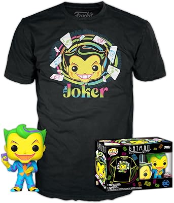 Funko Pop! & tee: DC - Joker - (BKLT) - Medium - DC Comics - Camiseta, Franela - Ropa con Figura de Vinilo Coleccionable - Idea de Regalo - Juguetes y Camiseta de Manga Corta para Adultos Hombres
