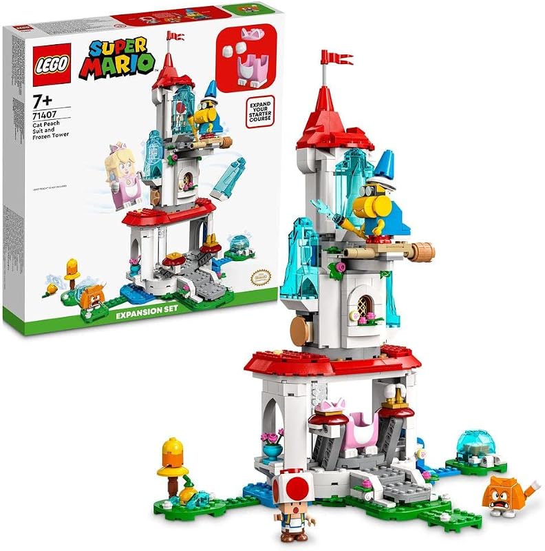 LEGO 71407 Super Mario Set Expansión: Torre Hielo y Traje Peach Felina, Juego Construcción Mario Bros, Castillo Juguete y Minifiguras Toad, Regalo Coleccionable Niños y Niñas