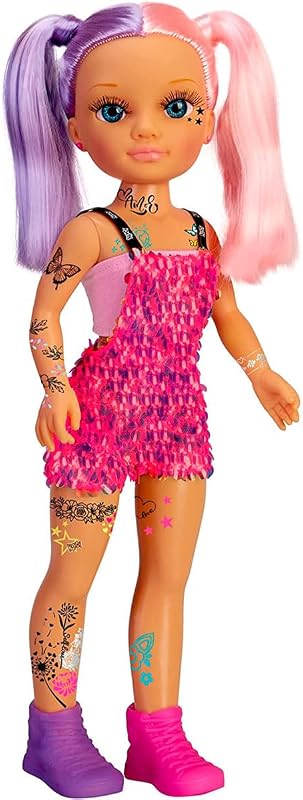 Nancy - Cada día un Tattoo, muñeca con Tatuajes de Pegatina Impermeables temporales para Jugar con Ella y decorarla, hasta 365 tatus Tipo calcomanía Diferentes, para niños y niñas, Famosa (700017335)