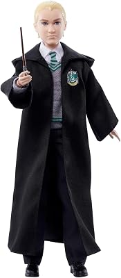 Mattel Harry Potter Draco Malfoy Muñeco articulado con capa y varita, juguete +6 años (HMF35)
