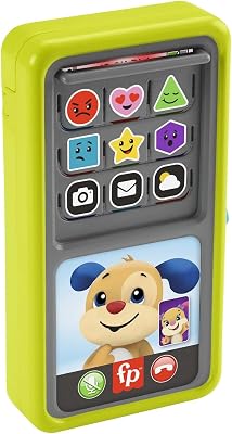 Fisher-Price Ríe y Aprende Smartphone desliza y aprende, Teléfono de Juguete de Aprendizaje con Sonidos, bebés +9 Meses, versión español + portugués + Italiano + inglés (HNL45)