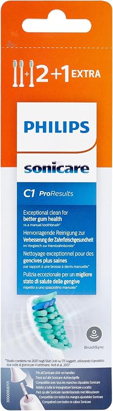 Philips Sonicare Lot de 3 têtes de brosses à dents électriques soniques ProResults Standard, Blanc (modèle HX6013/10)