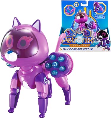 Petronix Defenders Transforming MAX Mode Pet Kitt-10, Figura de Juego para niños de Aprox. 12 cm de Altura, Gato Robot transformable con cañones acoplables
