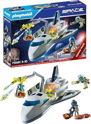 PLAYMOBIL Space Promo Packs 71368 Misión Espacio Lanzadera, Vuelo Espacial, astronautas en Equipo de investigación, Juguetes para niños a Partir de 4 años