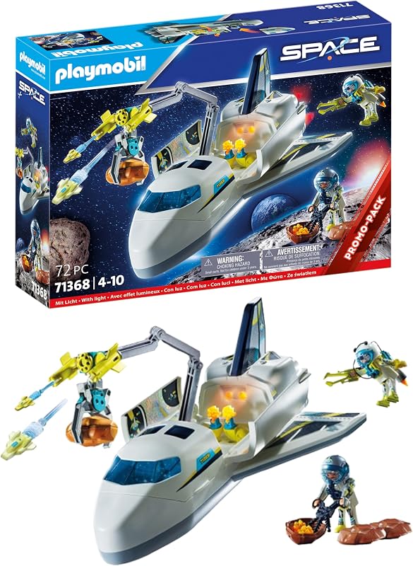 PLAYMOBIL Space Promo Packs 71368 Misión Espacio Lanzadera, Vuelo Espacial, astronautas en Equipo de investigación, Juguetes para niños a Partir de 4 años