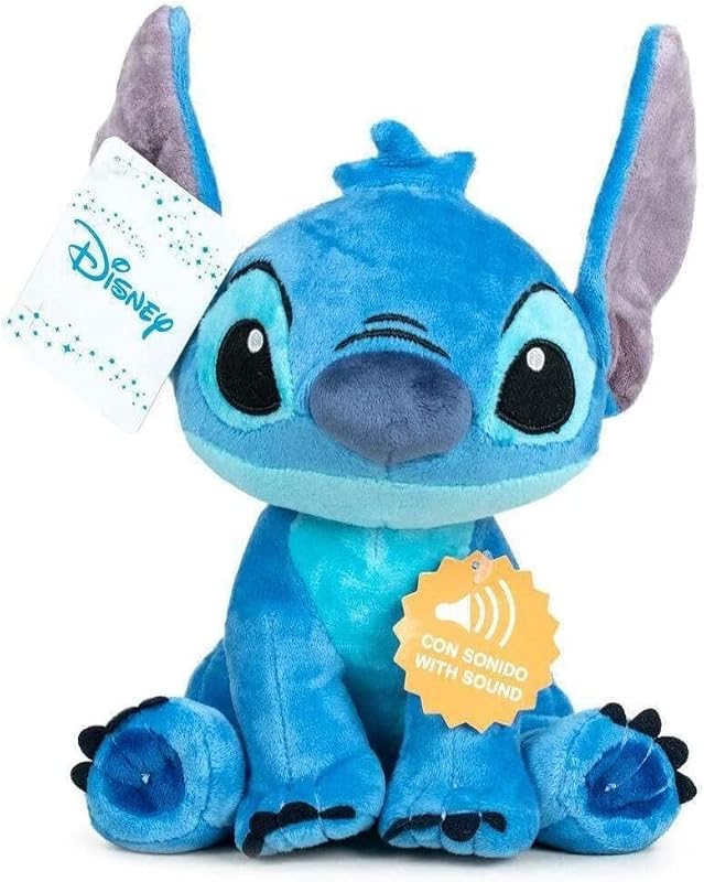 Disney Stitch - Peluche de punto de 40 cm, original simba suave con sonido