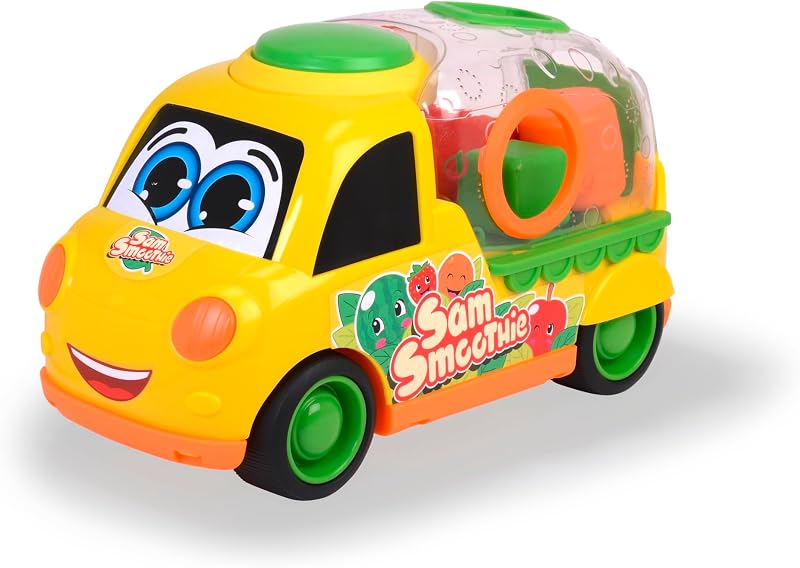 Dickie Toys ABC Furgoneta de Juguete Sam Smoothie (30 cm) Vehículo Grande de Juguete con Clasificador de Formas y Juego de Sonajeros, Juguete para Bebés a Partir de 1 Año (12 Meses)(204115007)