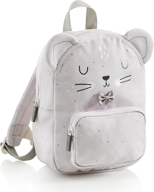 Miquelrius - Mochila infantil doble con forma de ratón, Cremalleras de plástico, Asas regulables, Espalda acolchada, Tiradores metálicos, Cierre clic en el pecho, Portanombre, 5 litros, 27x20x10 cm