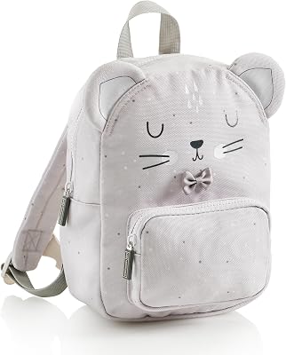 Miquelrius - Mochila infantil doble con forma de ratón, Cremalleras de plástico, Asas regulables, Espalda acolchada, Tiradores metálicos, Cierre clic en el pecho, Portanombre, 5 litros, 27x20x10 cm
