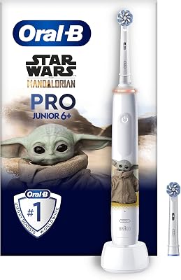 Oral-B Pro Junior Cepillo de Dientes Eléctrico Star Wars para Niños +6 Años | Cepillo Dental con 2 Cabezales, 3 Modos de Cepillado Y Sensor de Presión, Suave con Encías Sensibles