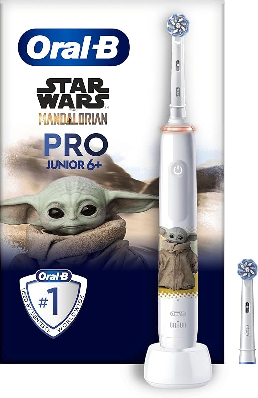 Oral-B Pro Junior Cepillo de Dientes Eléctrico Star Wars para Niños +6 Años | Cepillo Dental con 2 Cabezales, 3 Modos de Cepillado Y Sensor de Presión, Suave con Encías Sensibles