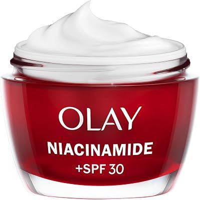 Olay Niacinamida + SPF30, Crema Hidratante De Día, Con Niacinamida Pura Al 99%, Vitamina E Y SPF30, Piel Hidratada Durante 24H, Ayuda A Proteger Contra Los Dañinos Rayos UVA Y UVB, 50 ml