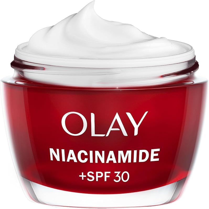 Olay Niacinamida + SPF30, Crema Hidratante De Día, Con Niacinamida Pura Al 99%, Vitamina E Y SPF30, Piel Hidratada Durante 24H, Ayuda A Proteger Contra Los Dañinos Rayos UVA Y UVB, 50 ml