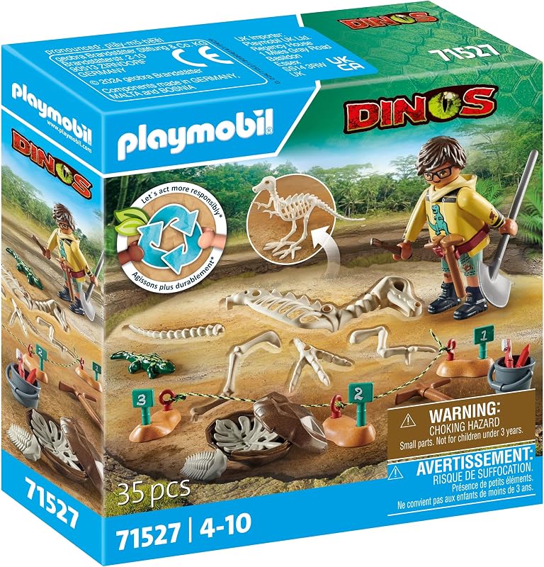 PLAYMOBIL 71527 Dinos Excavación arqueológica con Esqueleto de Dinosaurio, a Partir de 4 años