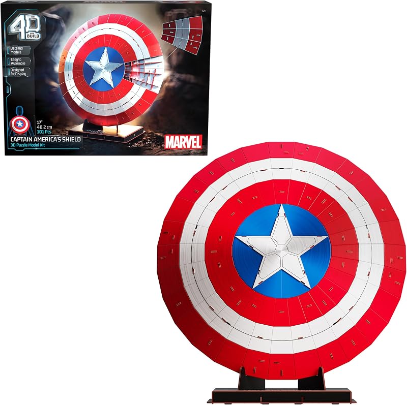 4D Build-4D Build Adult Puzzle Marvl Captain America Shield (Spin Master 6070929)