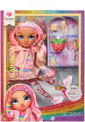 RAINBOW HIGH Sparkle and Shine - Rosetta (Rosa) - Muñeca de Moda de 28 cm con Destellos Líquidos en Las Piernas, Agítalas para Verlas Brillar, Ideal para Niños y Niñas de 4 a 12 Años