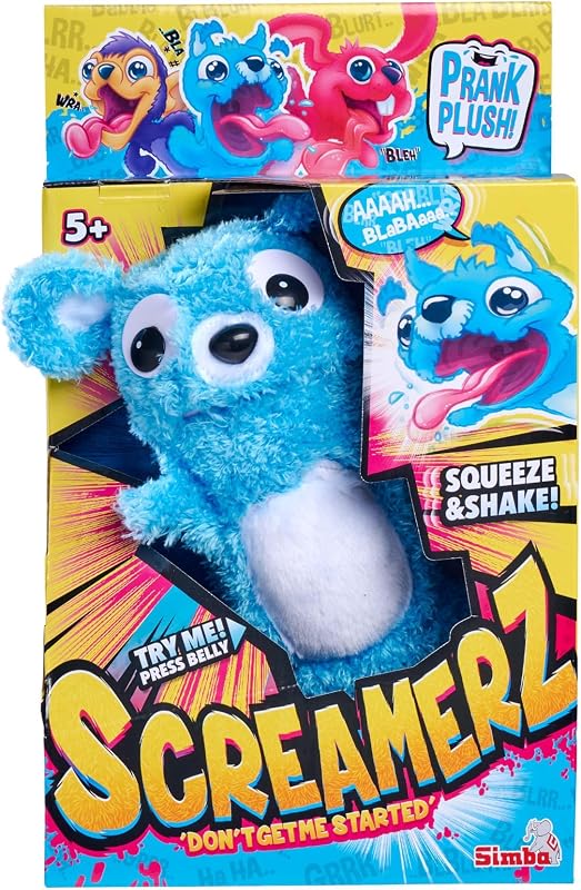 Simba Screamerz Oso parlanchin con Sonido, Divertido Peluche con gritos, Figura de Peluche para niños a Partir de 5 años, Aprox. 30 cm, Azul (105953331)