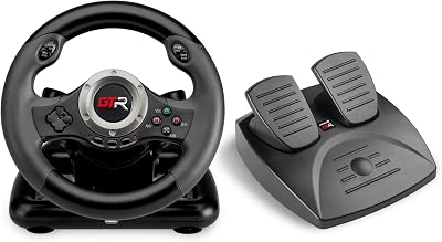 JINSHU 2 GTR RACING WHEEL - INDECA Volante de Carreras con Pedales (compatible con Playstation 4, Playstation 3, Xbox, Switch y PC)