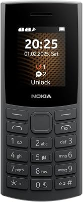 Nokia 105 4G 2ª edición (2024, pantalla 1,77", batería extraíble 1450 mAh, memoria 128 MB expansible, Bluetooth 5.0, USB-C, jack 3,5 mm, doble SIM, IP54, radio FM)
