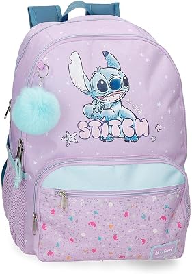 Joumma Disney Lovely Stitch Mochila para portátil 13,3" Doble Compartimento Morado 32x44x17 cms Poliéster 20,46L