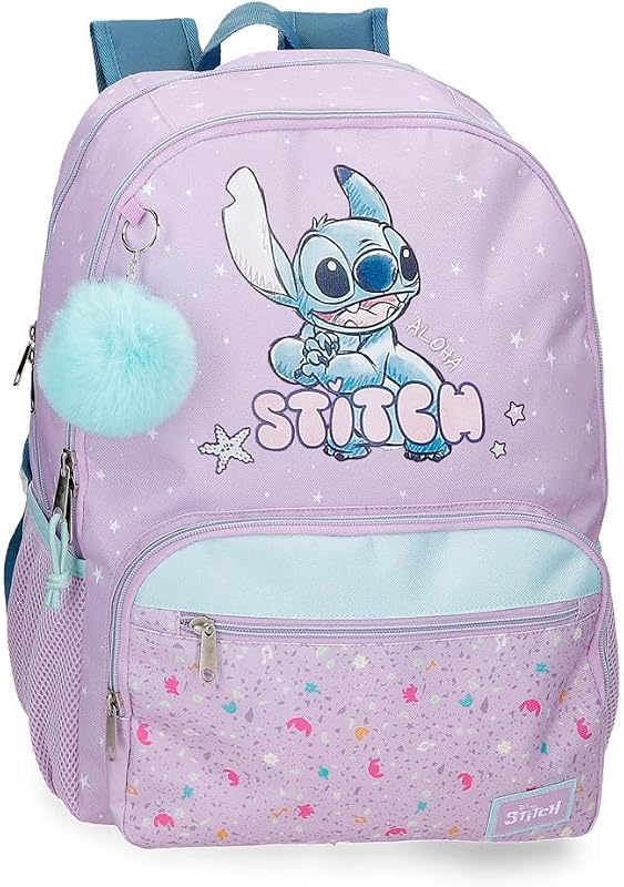 Joumma Disney Lovely Stitch Mochila para portátil 13,3" Doble Compartimento Morado 32x44x17 cms Poliéster 20,46L